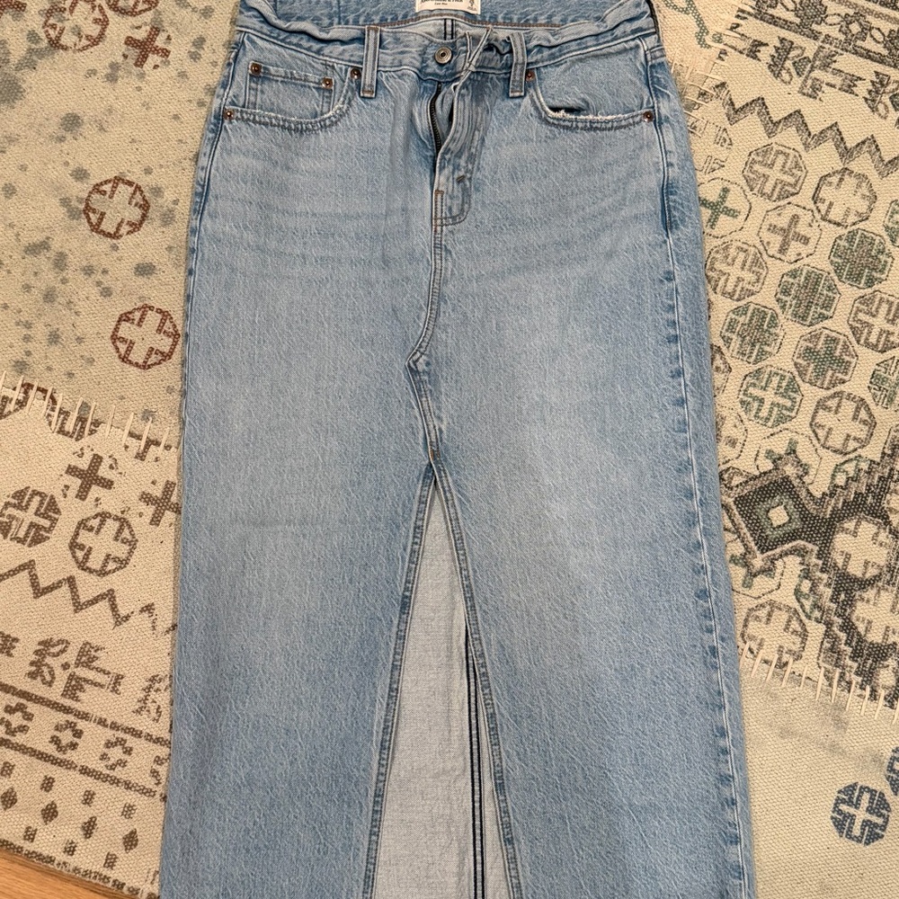 Abercrombie & Fitch Light Blue Denim Maxi Skirt